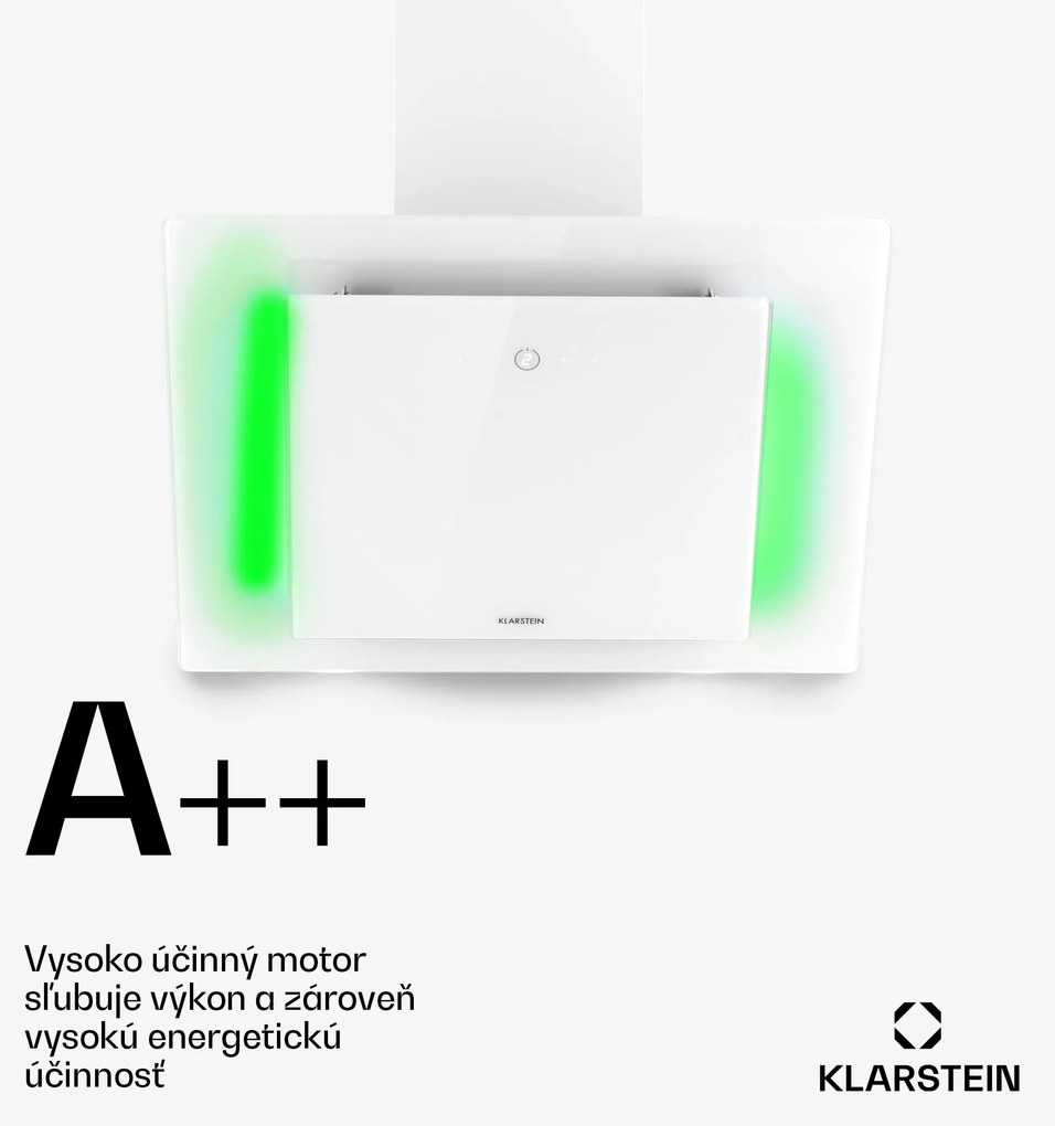 Klarstein Eleonora 60, digestor, 60 cm, nastenný, 426 m³/h, dotykový panel, LED, A++, biely