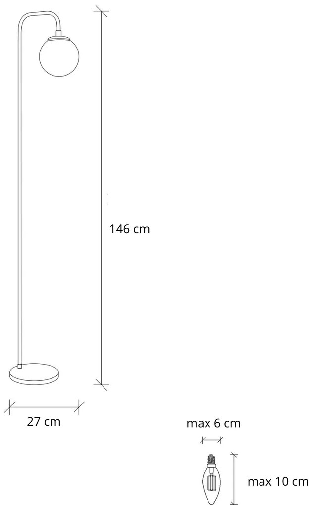 Stojacia lampa Viran retro zlatá/číra