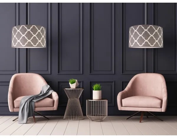 Duolla - Luster na lanku MAROKO 1xE27/40W/230V pr. 45 cm šedá/biela