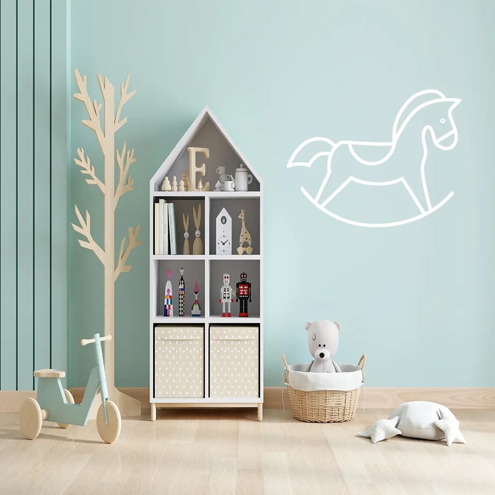 Veselá Stena Samolepka Hojdací koník Farba: červená, Veľkosť: 60 x 48 cm