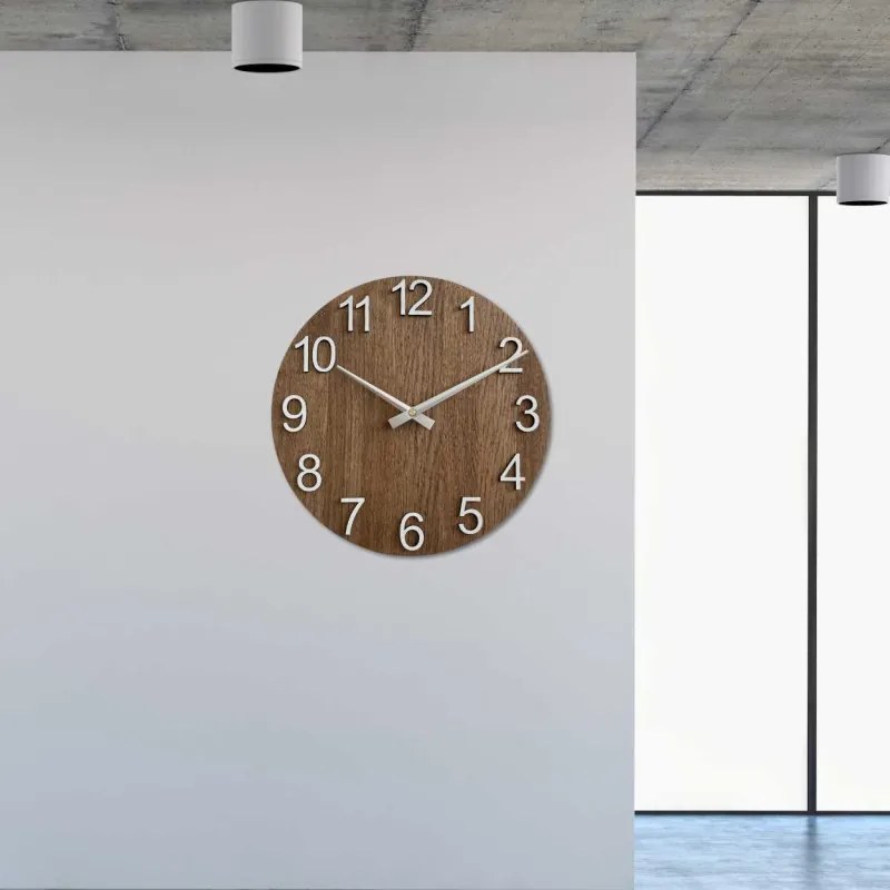 Luxusné drevené hodiny Orech s 3D číslicami | SENTOP MAS017-3073-silver-hands