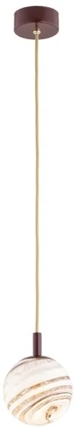 Argon 8452 - Luster na lanku ALMIROS 1xE14/7W/230V pr. 12 cm alabaster hnedá/zlatá