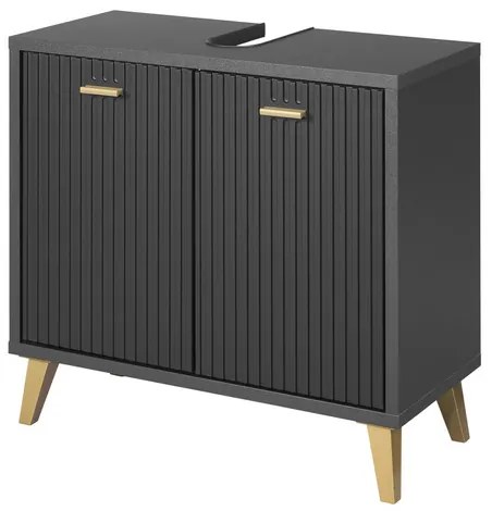 Livarno home Skrinka pod umývadlo vo zvlnenom vzhľade, antracitová (100378603)