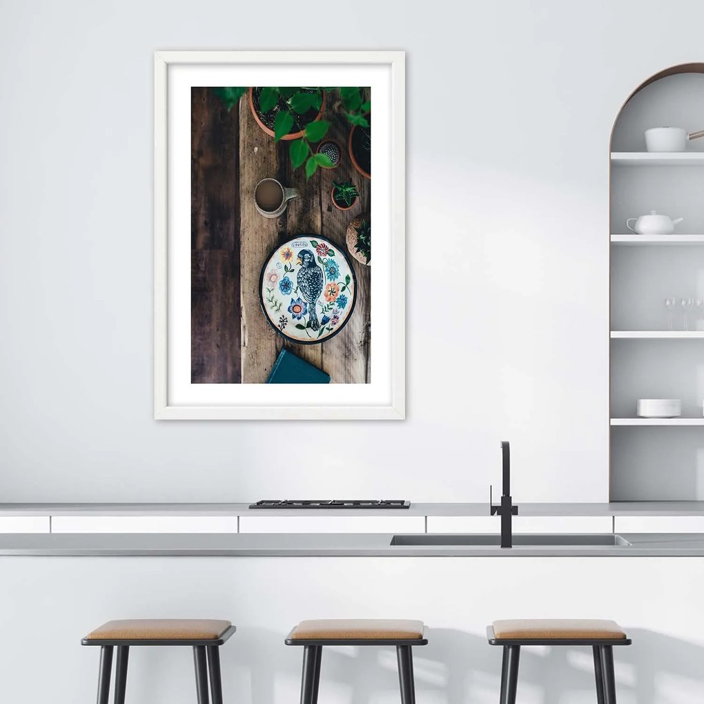 Gario Plagát Vyšívaný vták Farba rámu: Bez rámu, Rozmery: 70 x 100 cm
