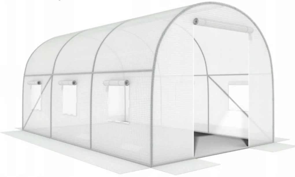 Záhradný fóliovník 3x2x2 m, viacsezónny, kovový rám, biela fólia, 2 vchody