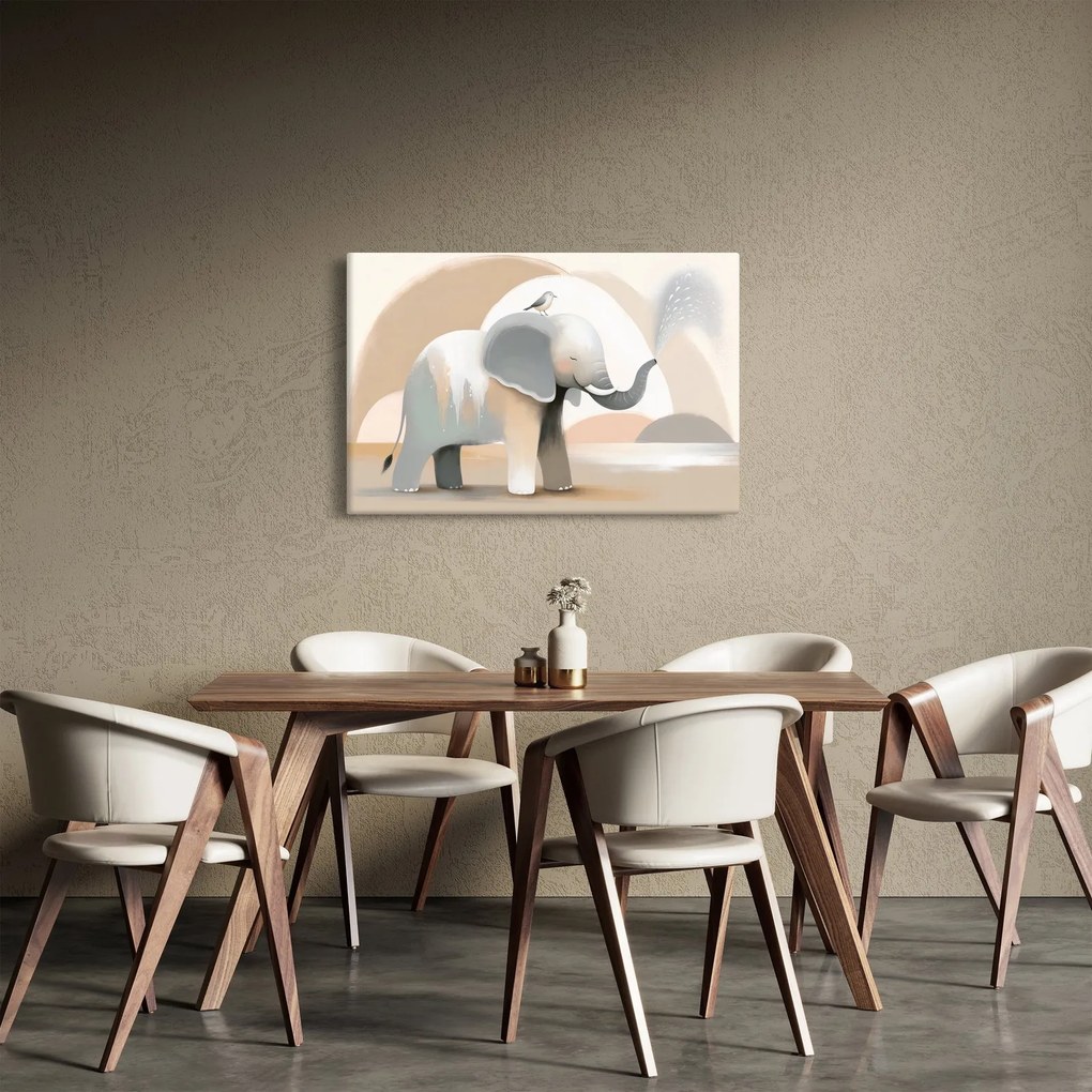 Obraz - Slon v pastelových farbách (90x60 cm)