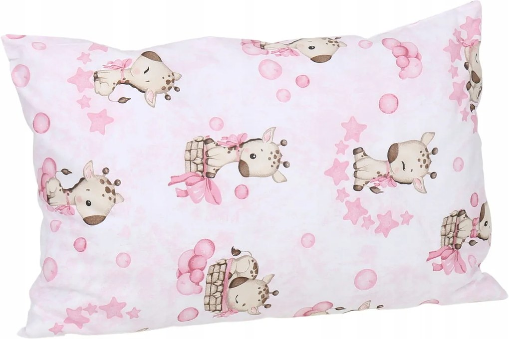Detské bavlnené obliečky do postieľky 120x90 cm BABYMAM PREMIUM - Žirafa - ružové