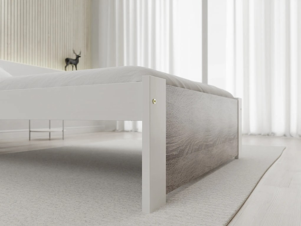 Posteľ IKAROS 90 x 200 cm, biela/dub hľuzovka Rošt: S latkovým roštom, Matrac: Matrac SOMMERA 18 cm