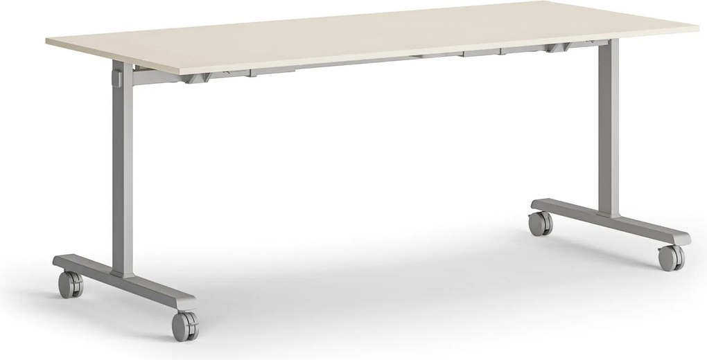 Mobilný stôl MATCH, 180x80 cm, sivá podnož, breza