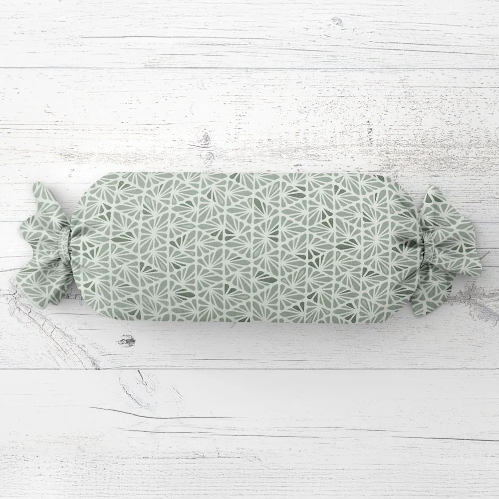 Biante Vankúš valec bonbon Sandra SA-627 Pastelovo zelená mozaika na bielom 15x40 cm