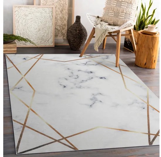 Dywany Łuszczów, Kusový koberec ANDRE Marble 1220, 160x220, biela, chodba / predsieň