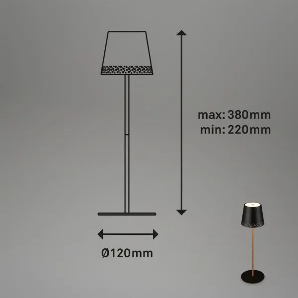 Brilo - LED stolná nabíjacia dotyková lampa KIKI LED/2,6W/5V IP44 2600 mAh čierna