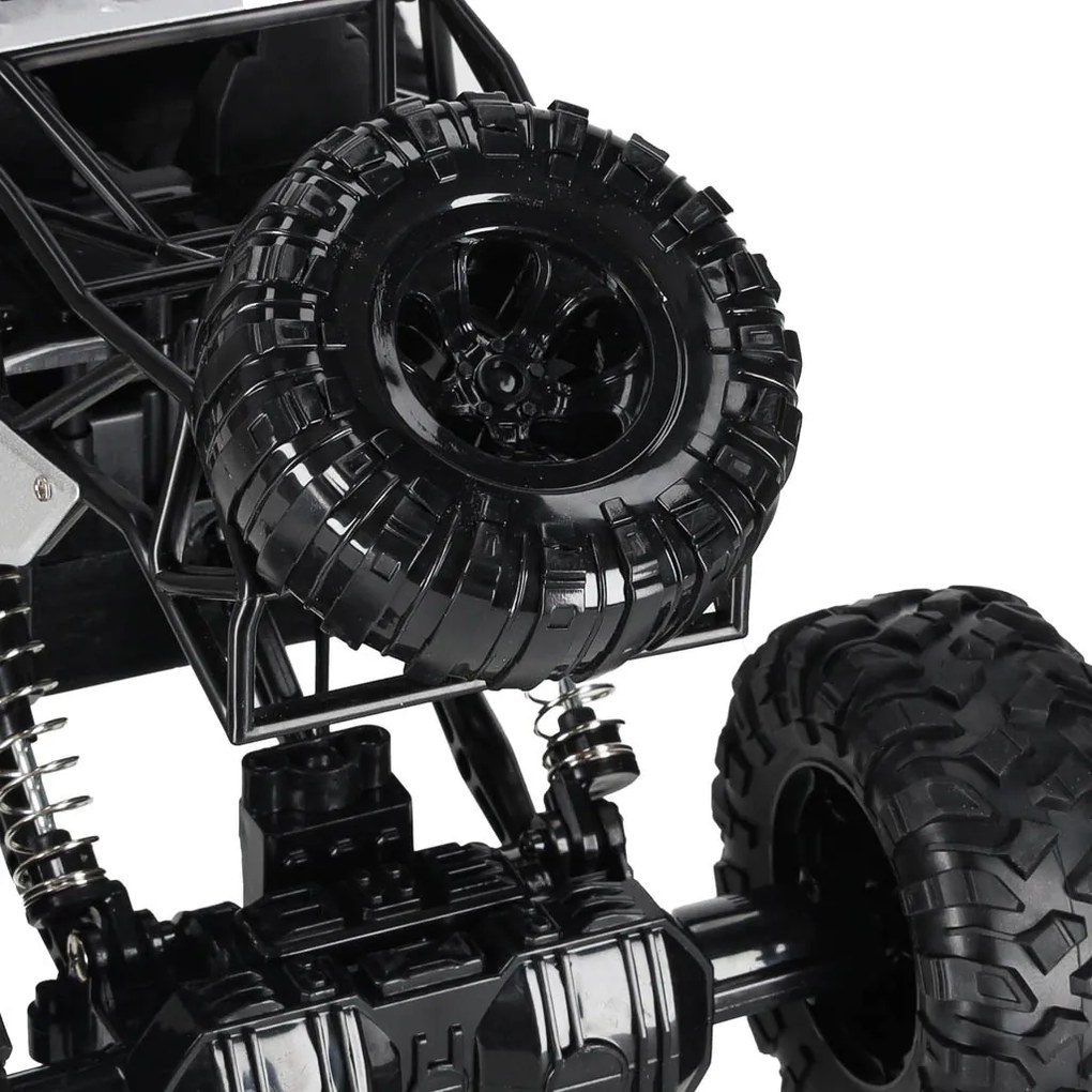 KIK Diaľkovo ovládané RC Rock Crawler 1:12 4WD kovové terénne auto, strieborné