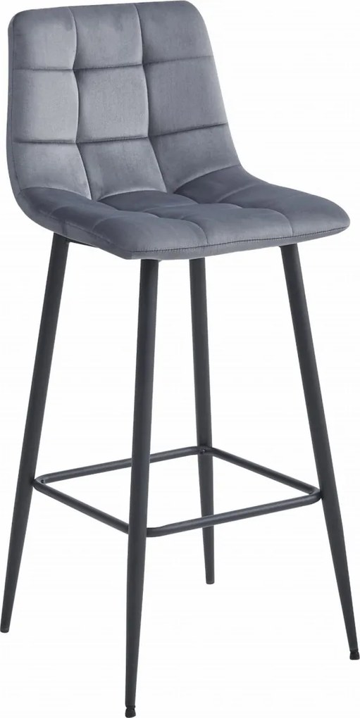 Barová stolička s čiernymi nohami ARCETO VELVET, tmavosivá