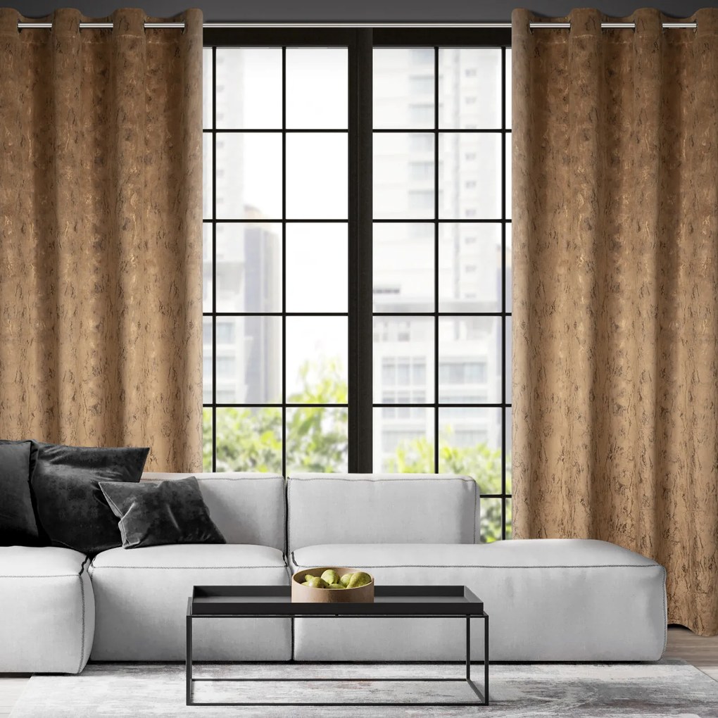 ZATEMŇOVACÍ ZÁVES NA KRÚŽKOCH KORNELIA 140X250 CM MEDOVÁ