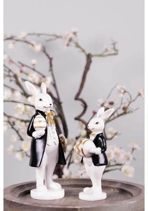 Veľkonočné dekorácie králik v kabátiku držiace vajíčko - 7*6*20 cm
