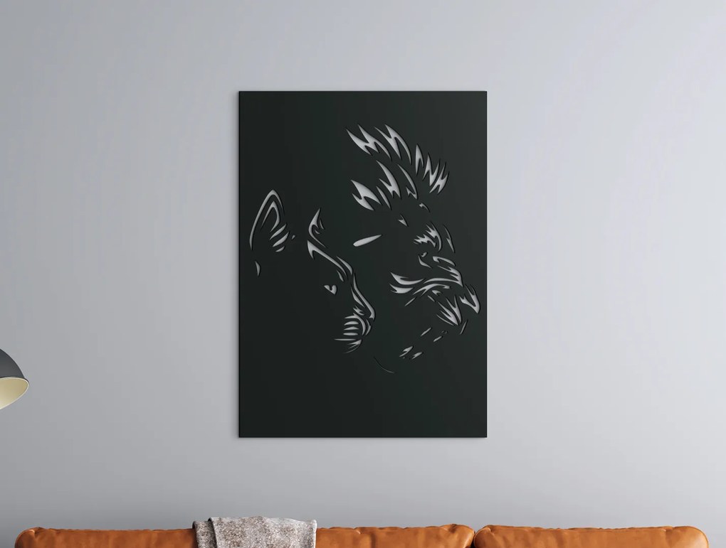 drevko Drevený obraz na stenu Levica a lev Rozmer obrazu: 44,5 x 31,5 cm, Farba dekorácie: Čierna