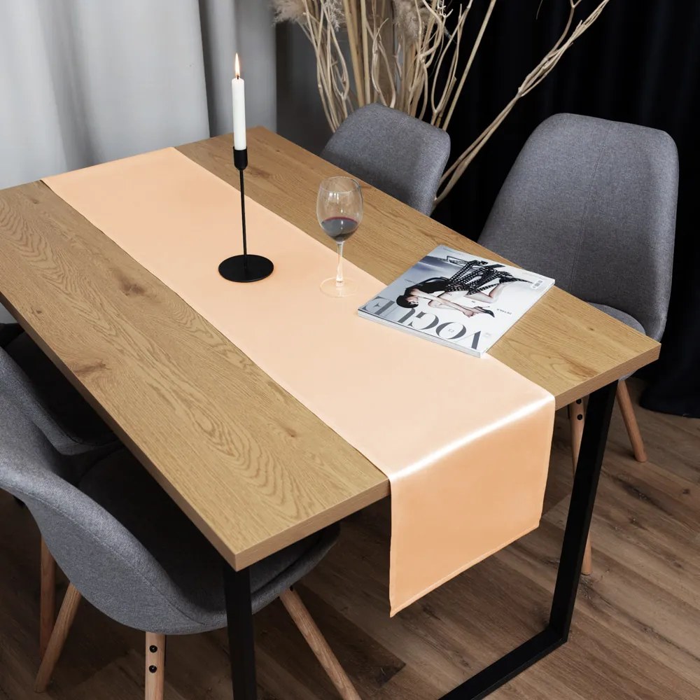 Biante Saténový behúň na stôl polyesterový Satén LUX-046 Béžový 20x140 cm