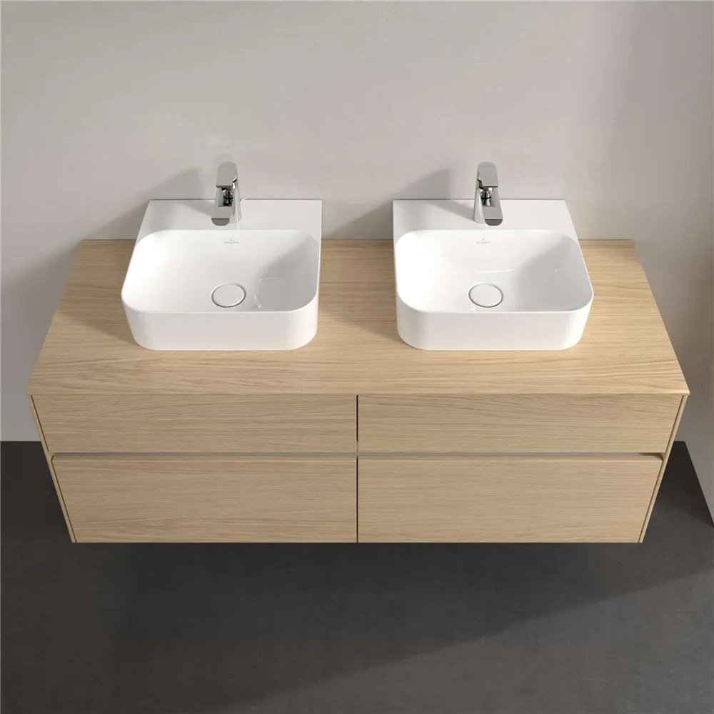 VILLEROY &amp; BOCH Collaro závesná skrinka pod dve umývadlá na dosku, 4 zásuvky, 1400 x 500 x 548 mm, Nordic Oak, C10300VJ