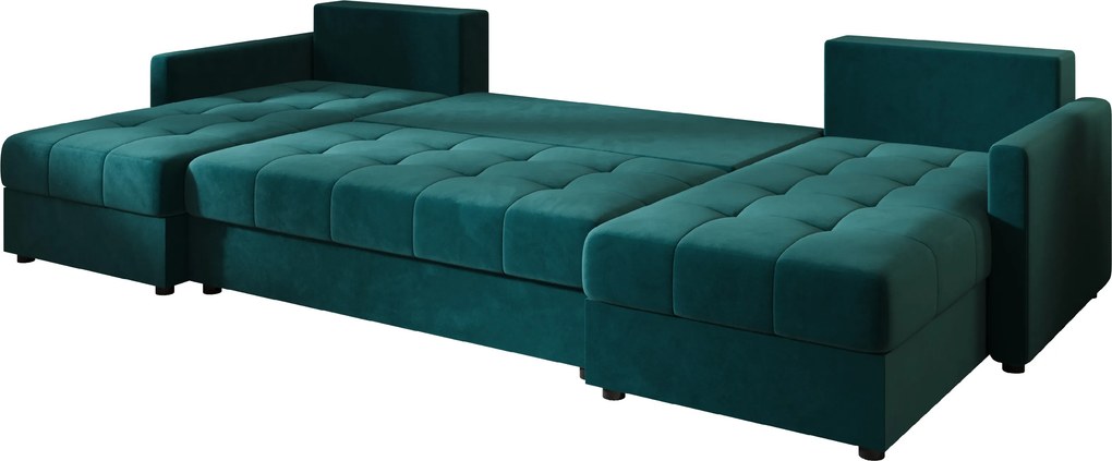 AKCIA Rozkladacia sedacia súprava do U VENORIA 285x146 cm, petrolejová + 2 vankúšiky ZDARMA II. akosť