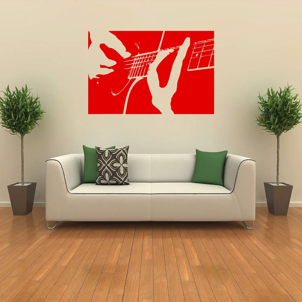 Veselá Stena Samolepka Hra na gitaru Farba: modrá, Veľkosť: 100 x 67 cm