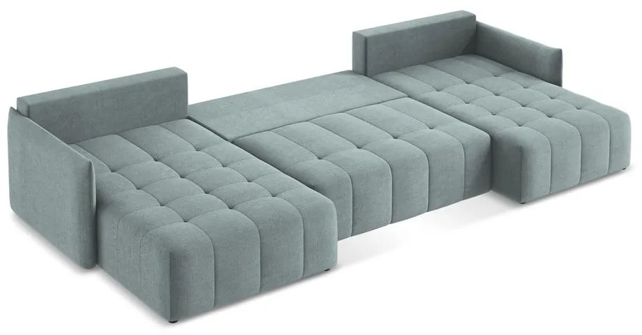 Modrá rozkladacia/s úložným priestorom rohová pohovka (do tvaru "U") Moku – Makamii