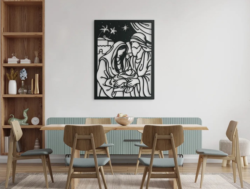 drevko Drevený obraz Svätá rodina Rozmer obrazu: 43 x 32,5 cm, Farba dekorácie: Čierna