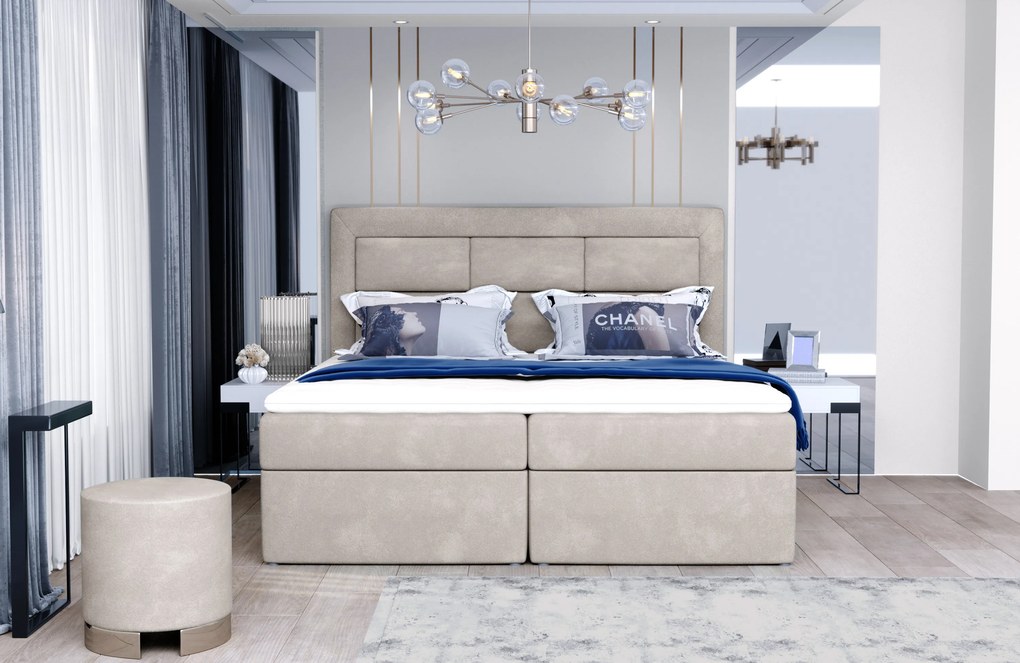 Manželská posteľ Boxspring 180 cm Variv (svetlosivá) (s matracom). Akcia -15%. Vlastná spoľahlivá doprava až k Vám domov. 1025426