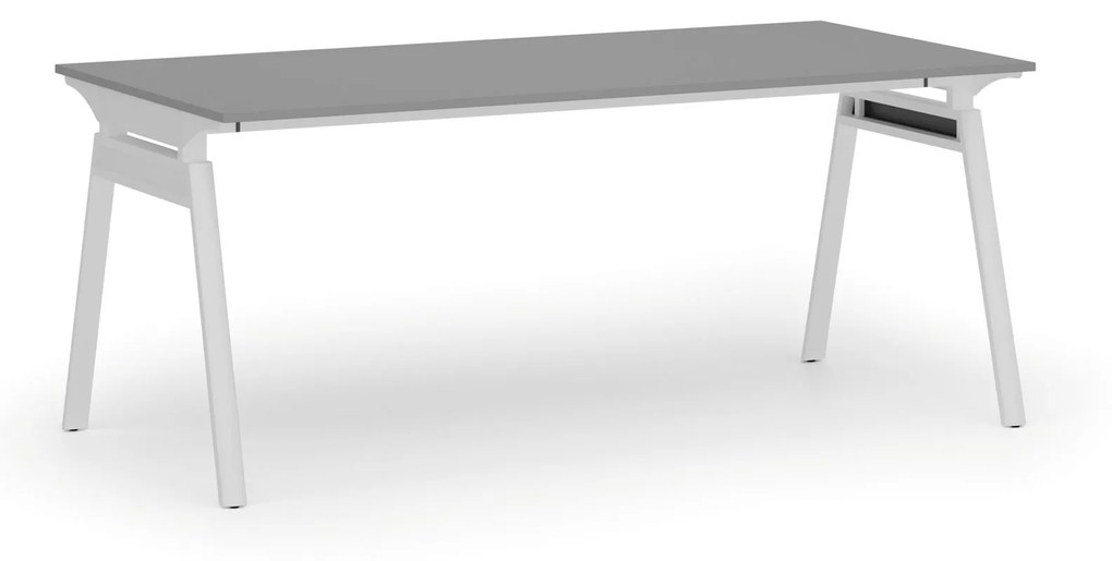 Kancelársky stôl PRIMO SIGMA, 1800 x 900 mm, biela podnož, grafit