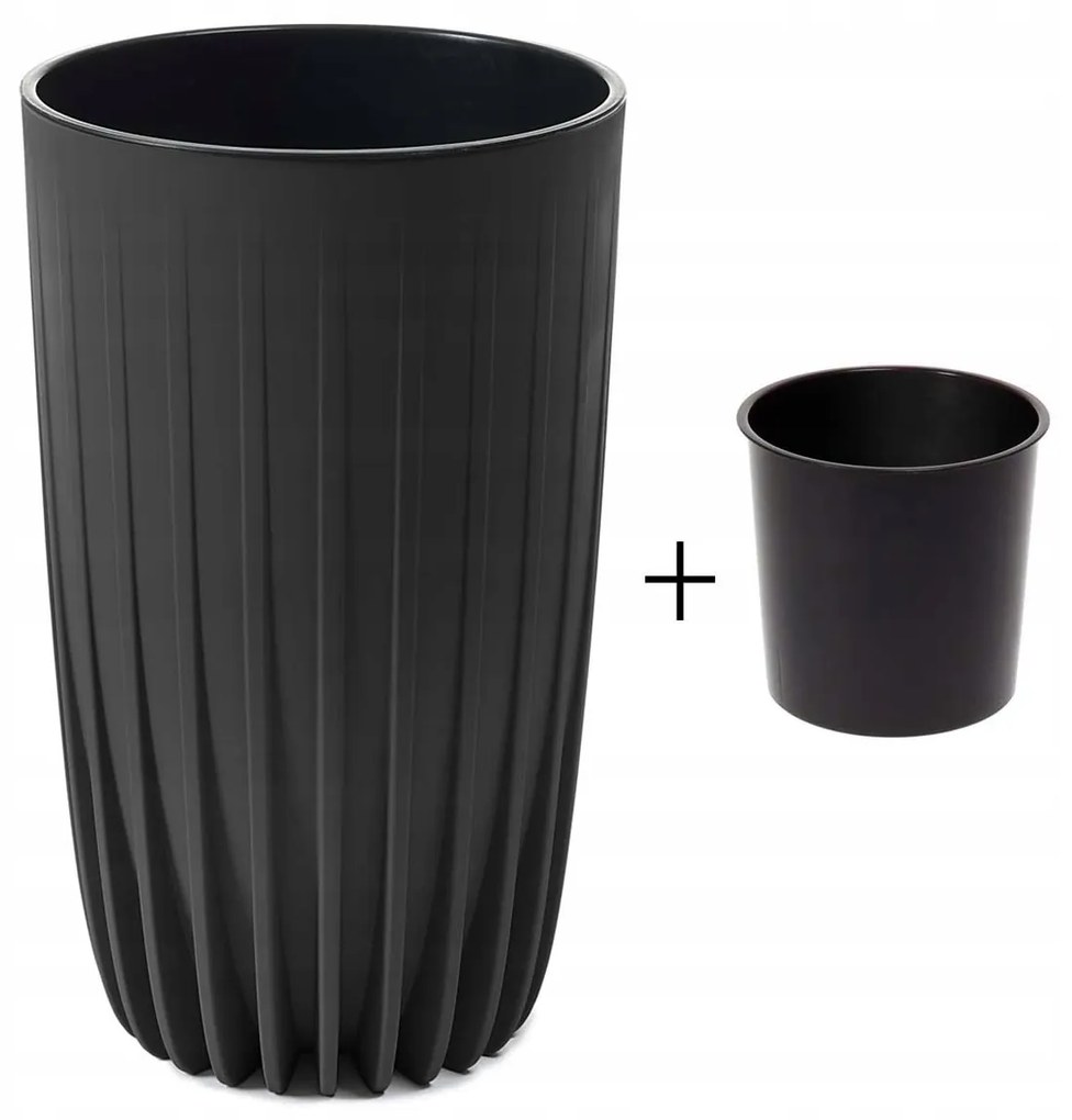 Kvetináč STRIPPED ECO IV 30 cm čierny