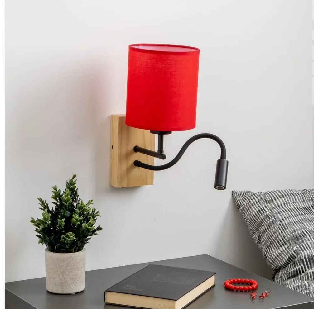 Brilagi - LED Nástenná lampa NUBILA WOOD 1xE27/25W/230V + LED/3W dub/červená