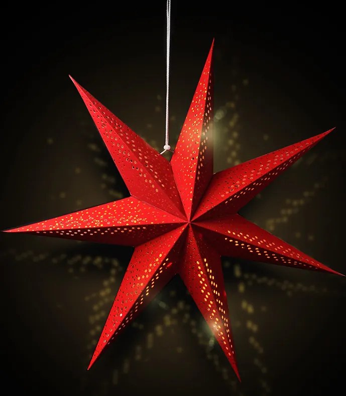 LED vianočná závesná hviezda 60 cm - 20 LED - červená