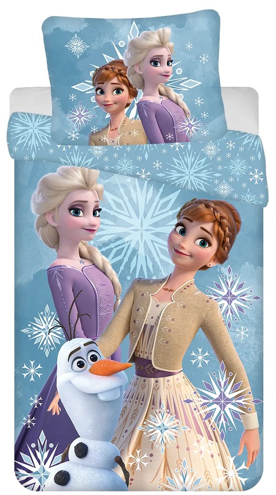 Jerry Fabrics Bavlnené obliečky 140x200 + 70x90 cm - Frozen "White snowflake"