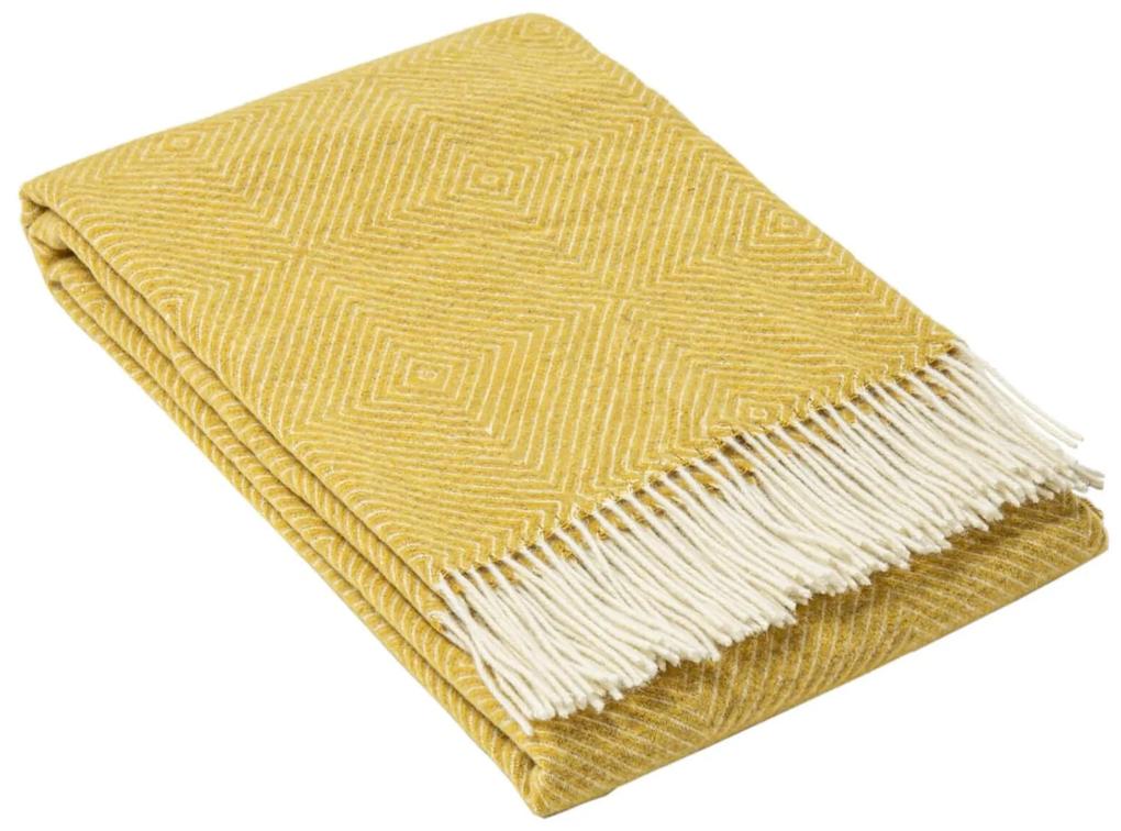 Vlnená deka MERINO Mustard Pattern