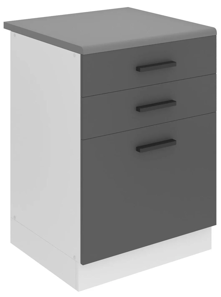 Kuchynská skrinka Belini Premium Full Version spodná so zásuvkami 60 cm šedý mat s pracovnou doskou