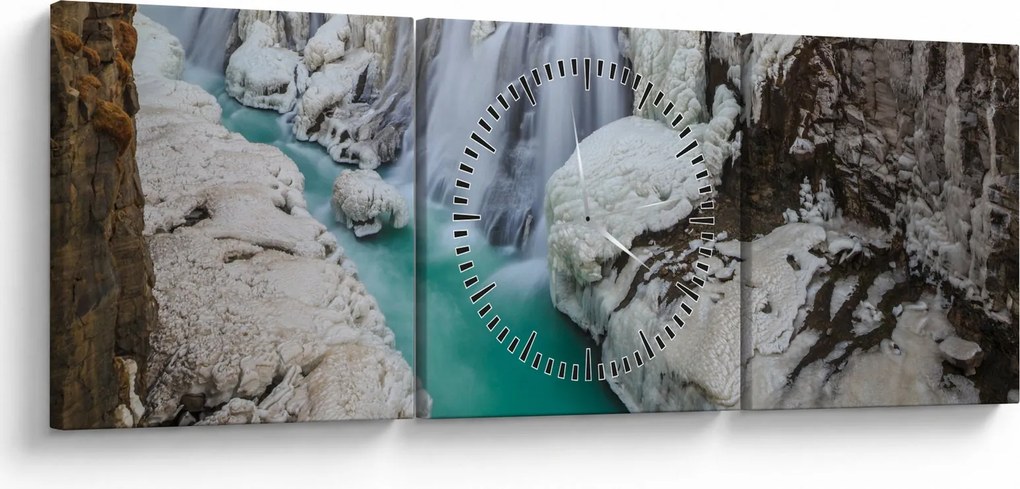 Obraz - Islandská príroda (s hodinami) (90x30 cm)