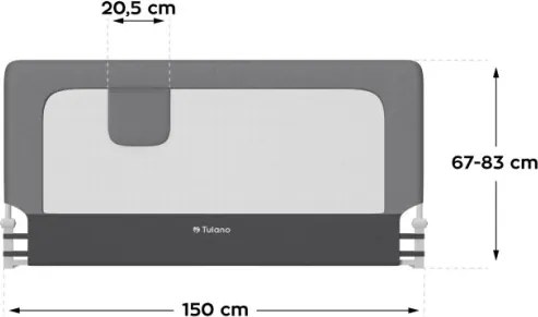 Bezpečnostná zábrana na posteľ Cover 25 sivá 150 cm