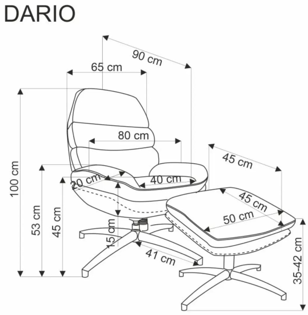 Kreslo s podnožkou Dario popolavo sivé