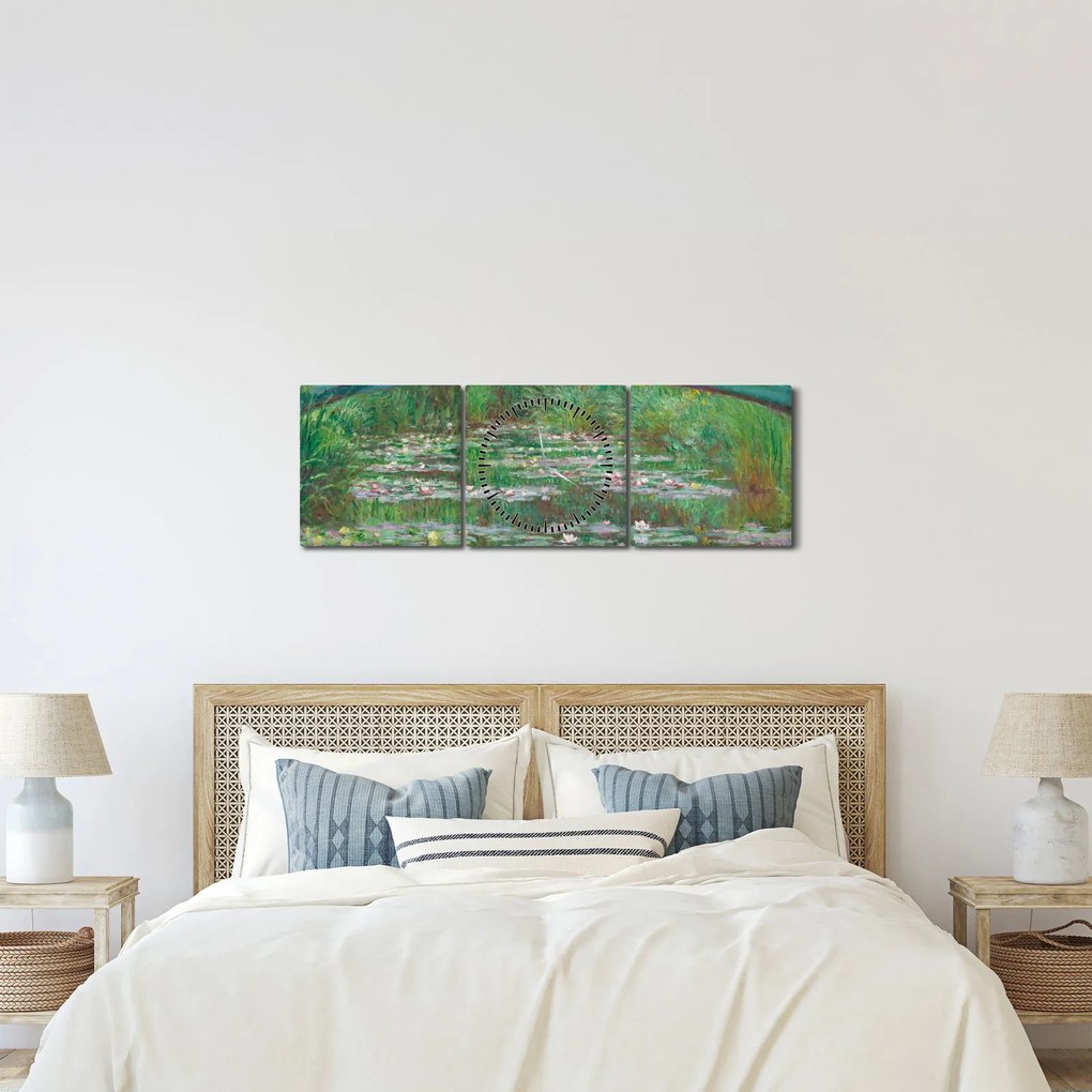 Obraz - Claude Monet, The Japanese Footbridge, reprodukcia (s hodinami) (90x30 cm)