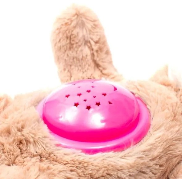BABY MIX Plyšový zaspávačik medvedík s projektorom Baby Mix ružový