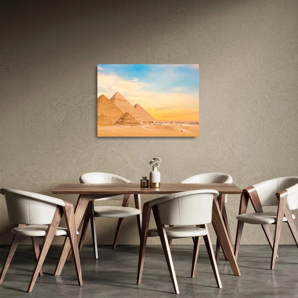 Sklenený obraz egyptských pyramíd (70x50 cm)