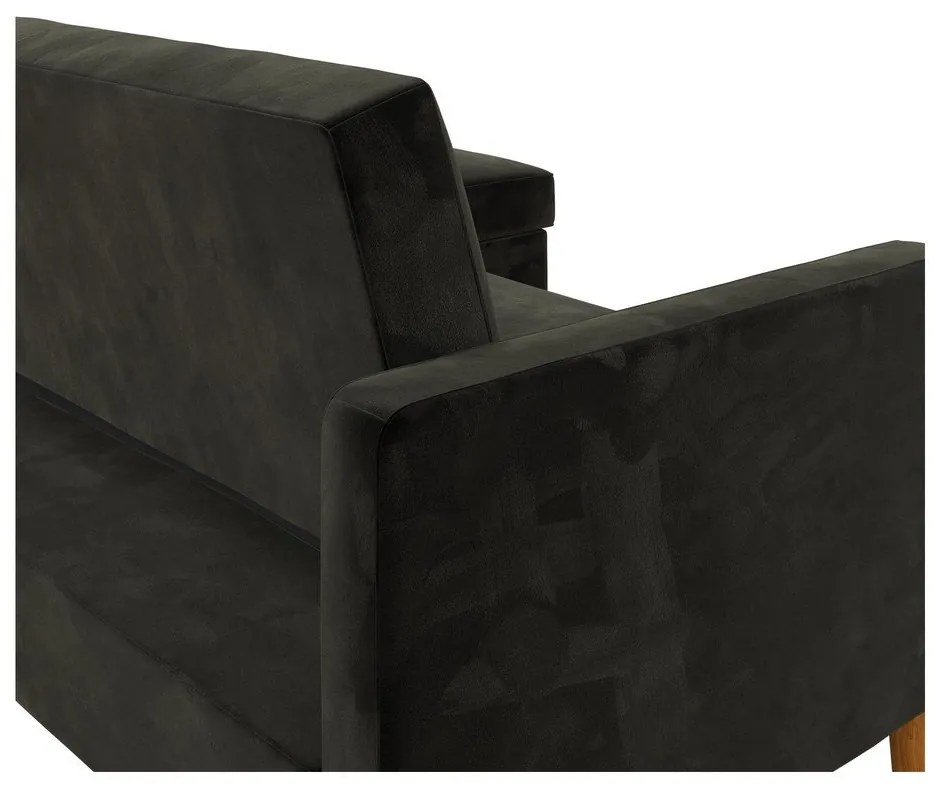 Čierna variabilná rozkladacia rohová pohovka so zamatovým povrchom a úložným priestorom Støraa Celine