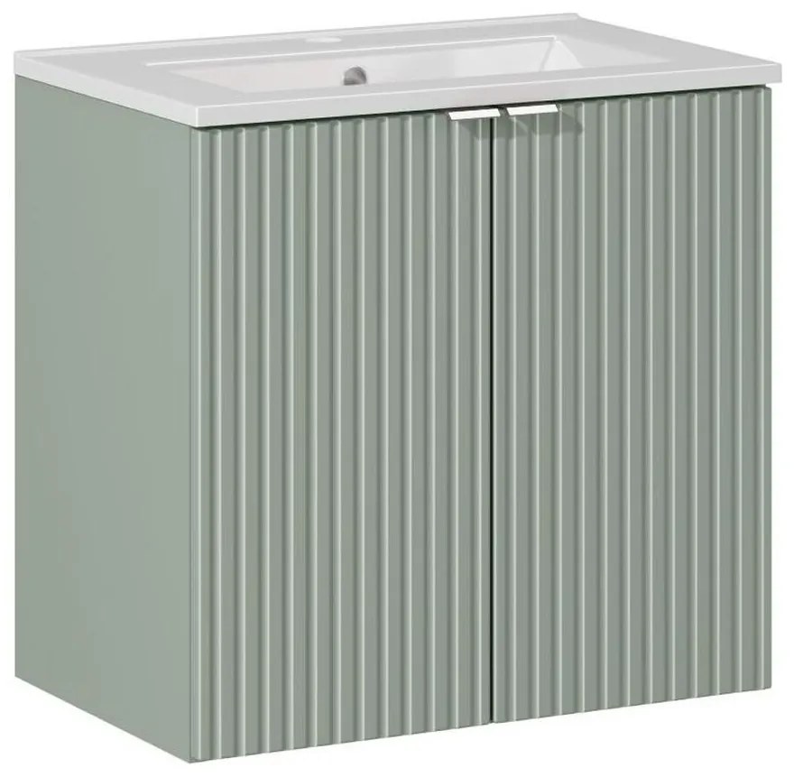 Závesná skrinka Línia Trstinová Tmavozelená so zapusteným umývadlom 60 cm zelená