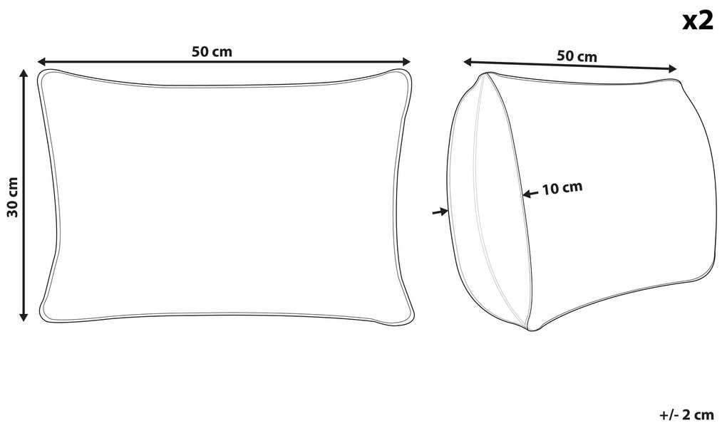 Sada 2 jutových dekoratívnych vankúšov 30 x 50 cm viacfarebná MAGURI Beliani