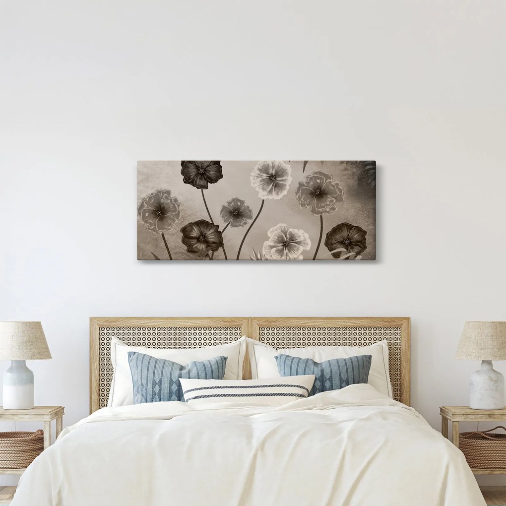 Obraz - Kreslené kvety (120x50 cm)