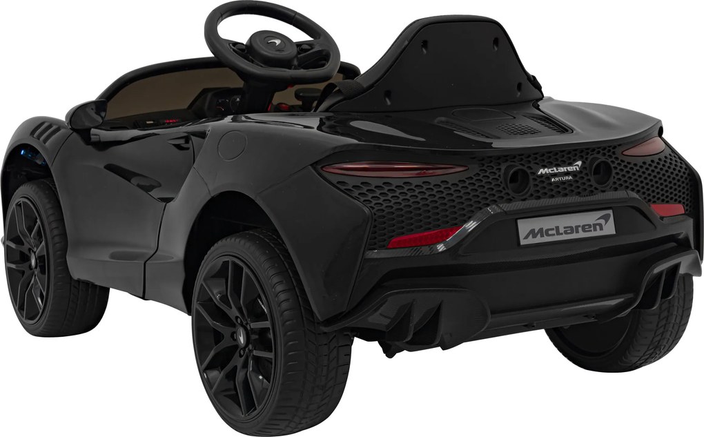 Ramiz McLaren Artur batéria pre deti čierna + pohon 4x4 + diaľkové ovládanie + pomalý štart + EVA + LED Audio