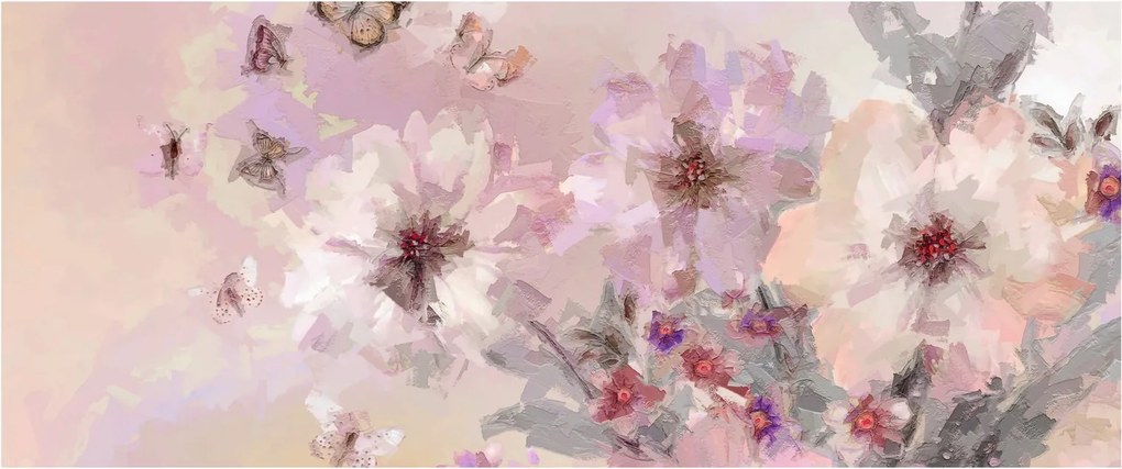 Obraz - Umelecká koláž s motýľmi (120x50 cm)