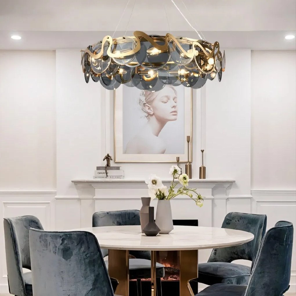 Toolight Toolight, stropné svietidlo 8xE14, APP1545-8CP zlatá matná-šedá, OSW-04065