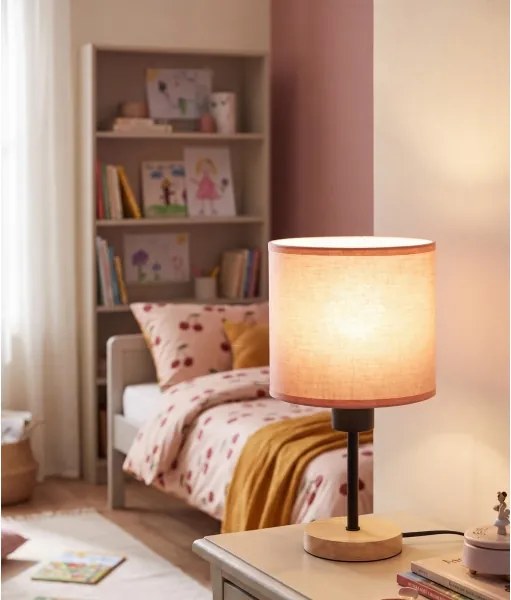 BRILAGI - Stolná lampa BOBO WOOD 1xE27/25W/230V dub/čierna/ružová