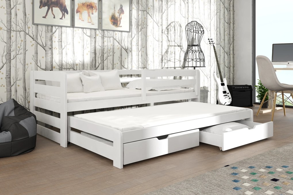 Detská posteľ 80 x 180 cm SIMO (s roštom a úl. priestorom) (biela). Akcia -10%. Vlastná spoľahlivá doprava až k Vám domov. 1012997